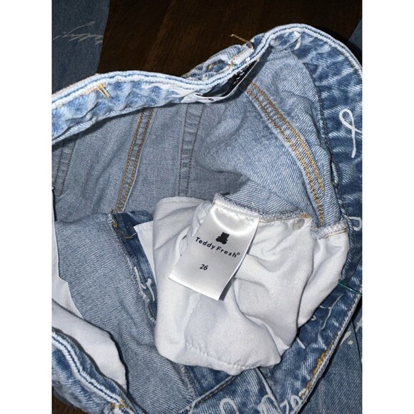 Teddy Fresh Womens Blue Signature Logo Print High Rise Jeans Size 26 - Picture 2 of 6